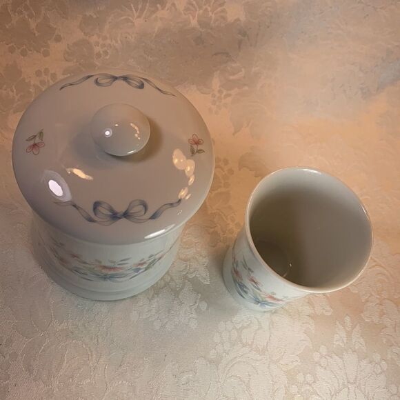 Princess House Exclusive Handcrafted In Porcelain 16 Oz Bath Jar 8 Oz Tumbler - Picture 2 of 13